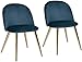 Produktbild MEUBLE COSY Zomba Velvet NAVYBLUE Küchenstuhl Esszimmerstuhl Besuchstuhl Konferenzstuhl Stuhl gepolstert aus Samt mit Metallbein und Rücklehne Blau, 49x53x77,5cm