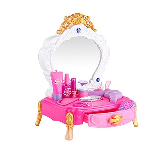 Feixunfan Skönhetsleksaksset fair beauty girl leksak barn fantasi spel set byrå med spegel flicka simulator byrå (färg: Vit, storlek: 34 x 22 x 25 cm)