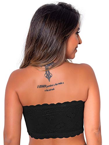 3 Sutiã Top Renda Com Bojo Lingerie Tomara Que Caia Multicor (M)