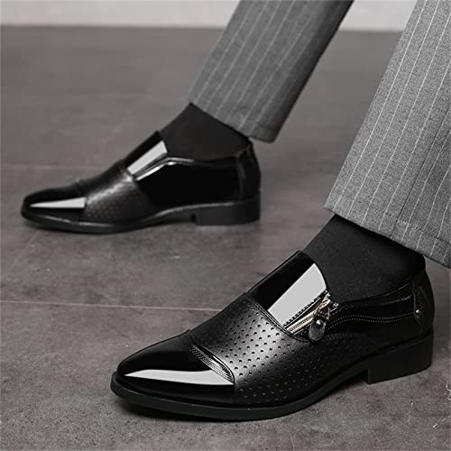 Mocasines casuales para hombre bicolor: zapatos de piel sintética con cremallera 5