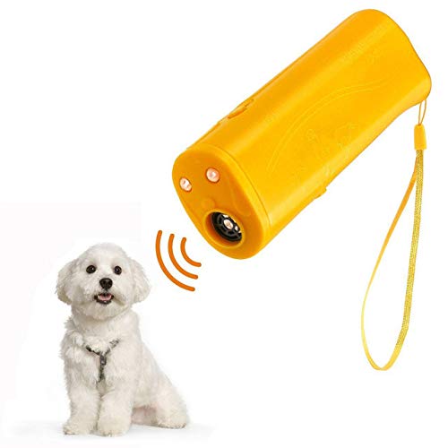 Inoosky Anti Barking Handheld 3 in 1 Pet LED Ultrasonic Dog Trainer Device - Electronic Dog Deterrent/Training Tool/Stop Barking (Yellow)