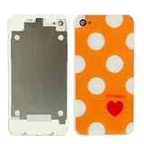  Carcasa trasera de repuesto back carcasa Orange A Lunares Blancos para iPhone 4