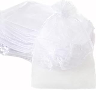 30 bolsas de organza para rellenar, bolsas de organza con cordón, bolsas de organza para festivales, fiestas, bodas, caramelos, joyas, lavanda, regalo, sacos, 20 x 30 cm, color blanco