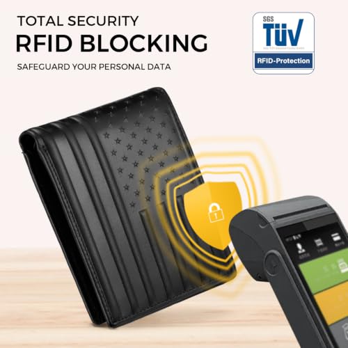 Image of RUNBOX Wallet for Men Leather RFID Blocking Bifold Front Pocket Wallet