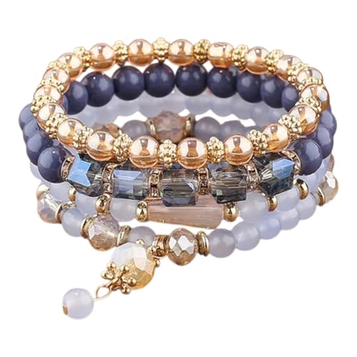 Image of ROYAL NEEDS Fashionable Beaded Multilayer Bracelets for girls and women's. Multicolor flexible crystal Bohemian Stackable Bracelets for women's