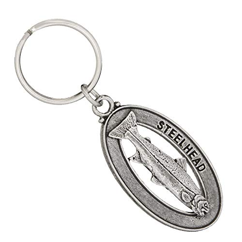 Steelhead Keychain, Pewter, F034KC, 2”, 100% Handmade in the USA, Steelhead trout, Sea-run rainbow trout, Metal Keychain, Fish Keychain, Key Chain, Fishing Gift, Over 200 Fish Designs Available