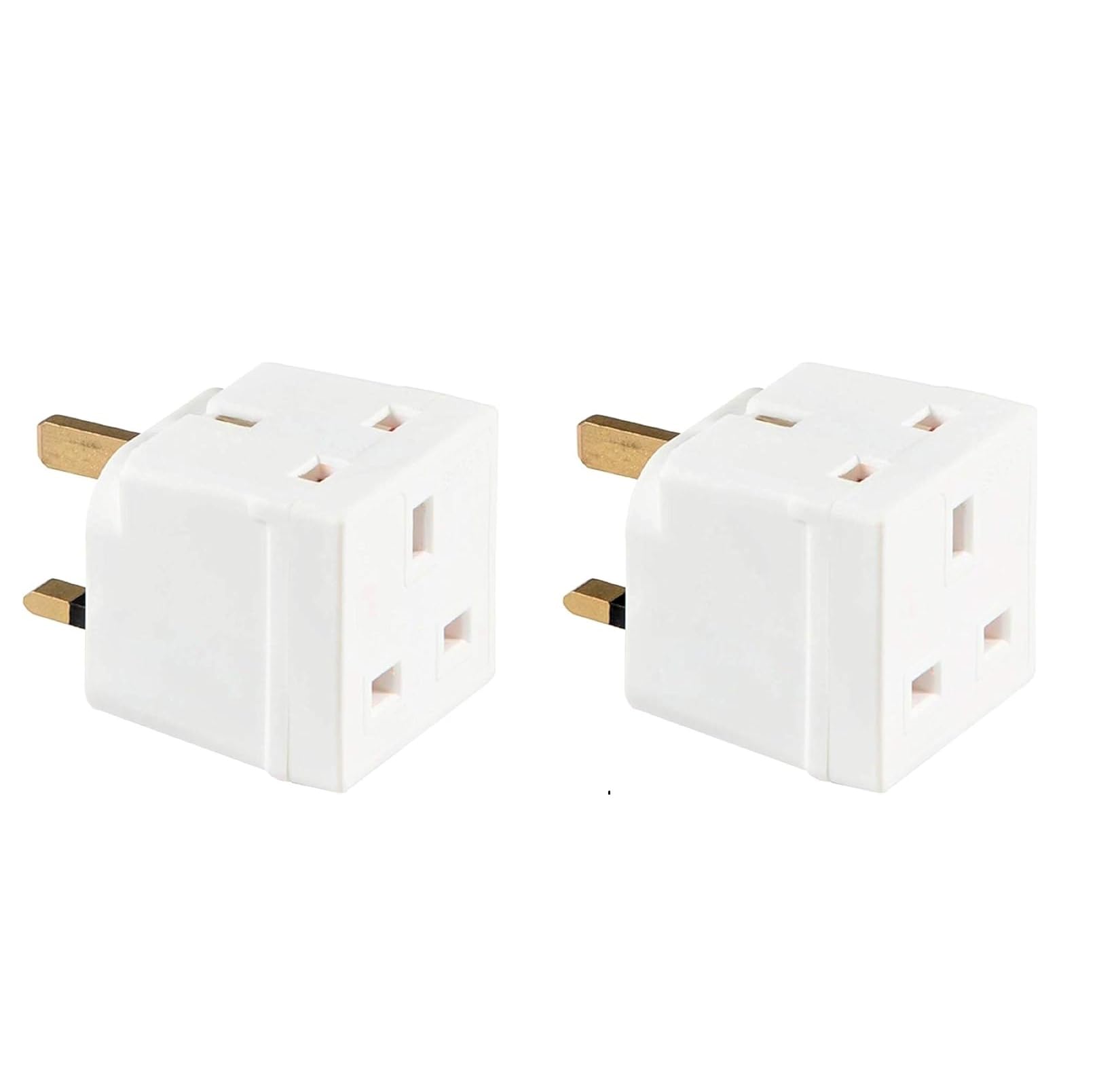 2 Way 3 Pin Power Plug Adaptor Splitter 13A Multi Wall Plug Cube 3 pins Socket Splitter Extension Plug adaptor UK Socket Splitter Block for Kitchen, Home, Office etc (1, white)