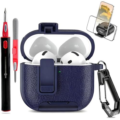 Air Pods 4 �P�[�X ���b�N �i2024�j�iUSB-C�jAir Pods ��4����Ή��P�[�X�A�S�ʕی� �ϏՌ��A�X�^���h�@�\&�J���r�i & �N���[�j���O�y���t�� (�u���[)