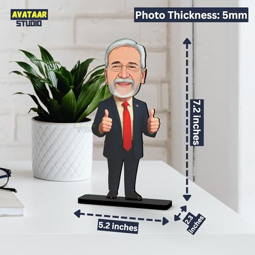 Image of Personalized Workaholic Caricature Gift Custom Office Desk Avatar Birthday Gift for Friend Colleague Unique Corporate Gift for IT Professionals (MAN in Suit 3, 10 INCHES)