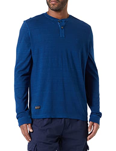 Preisvergleich Produktbild camel active Herren Langarm Henleyshirt aus Reiner Baumwolle Blau Menswear-XL