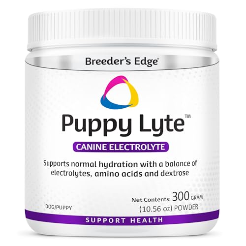 Breeders Edge Puppy Lyte Electrolyte Supplement for Puppies and Nursing Dogs Supports Hydration Energy & Recovery Chicken Soup Flavor 300g