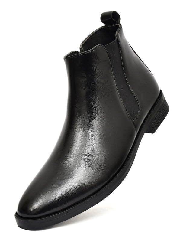Image of TANN & TRAIL Men Premium Vegan Leather Chelsea Boots Elegant Pointed Toe, Side Zipper, Cushioned Comfort, Sustainable Formal & Semi-Formal Footwear