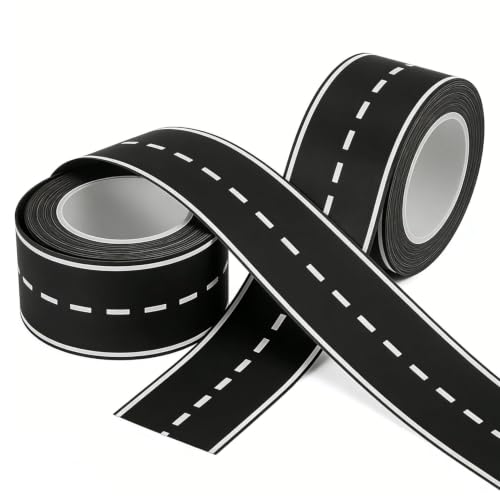 Liedrg Car Track Tape for Toy Cars Black 2in x 32.8ft Adhesive Residue-Free Removal 2 Pack