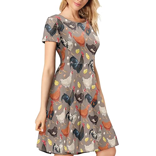 Image of Biyejit Women's Summer Casual Short Sleeve T-Shirt Swing Dress Crew Neck Plus Size S-4XL