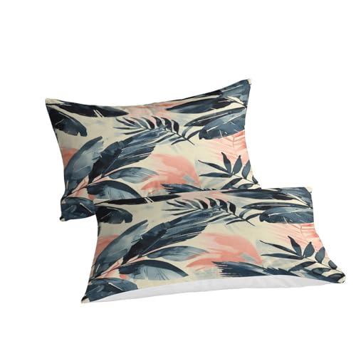 Linge de lit 3 pièces en microfibre ultra douce motif palmier 220x240