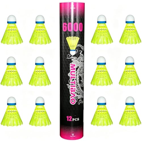 Multibao 12PCS Nylon Badminton Shuttlecocks Durable Windproof & High-Speed 77-79 For Indoor Outdoor Sports Activities Game Practice