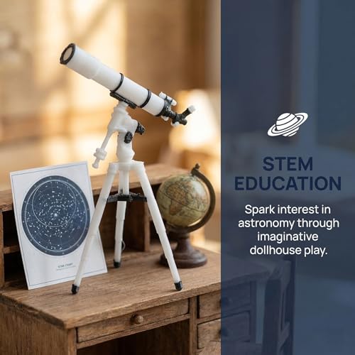 Totority Dollhouse Miniature Telescope 1:12 Scale, Realistic Plastic Telescope Model for Kids, Desktop Decor, Dollhouse Accessories, Beige, 2.28 X 1.61 X 1.02 Inches