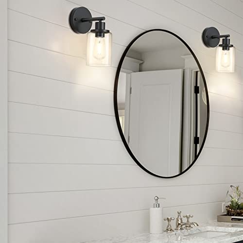 Asnxcju Modern Black Wall Sconces Set Of Two, Industrial Bathroom Vanity Wall Light Fixtures With Clear Glass Shade, Farmhouse Indoor Wall Sconces Lighting Mounted Lamp For Bedroom Mirror Living Room #TOP7