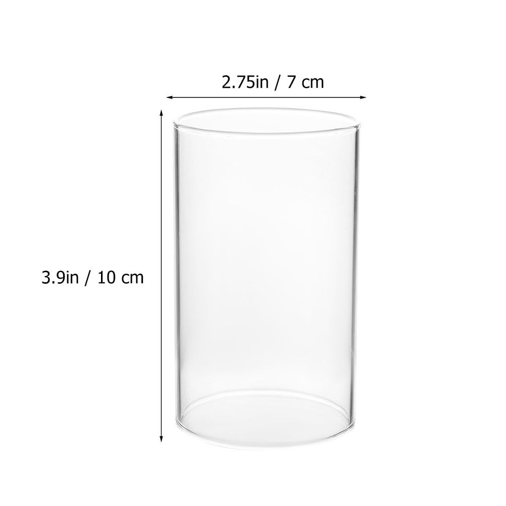 4 cilindri in vetro senza fondo soffiato a bocca, apertura in vetro, altezza 10 cm, vetro di ricambio per candele, portacandele, casa, soggiorno, matrimonio