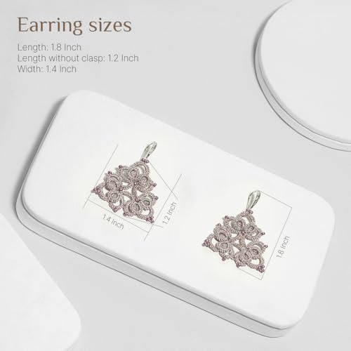 Handmade Tatting Lace Earrings for Women – Italian Thread & Japanese Beads, Lightweight Dangle, Boho Vintage Style, Elegant Statement Jewelry, Unique Gift for Birthday Anniversary Wedding4