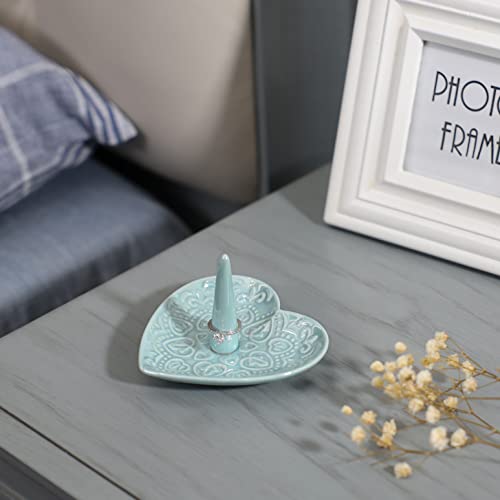 Joymarr Ceramic Heart Ring Dish Holder - Wedding Engagement Gifts For Bride, Birthday Christmas Gifts For Women,Her,Best Friend (Blue) #TOP3
