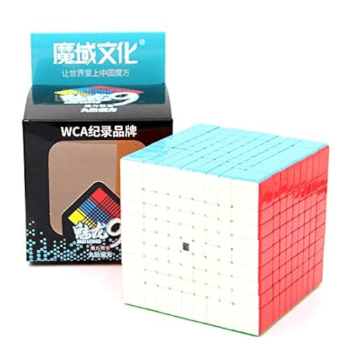 Funnygoo Moyu Mofang Jioshi Meilong 9x9 Cubo mágico de nueve capas – Puzzle MFJS 9x9 con soporte (multicolor sin autoadhesivos)