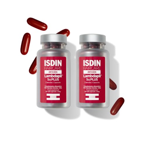 ISDIN Lambdapil 5 Alfa Plus, 120 Cápsulas Anticaída, Pack Duración 4 meses, Complemento Alimenticio para la caída Progresiva del cabello, con Zinc, Biotina, Serenoa repens, Vitaminas Grupo B