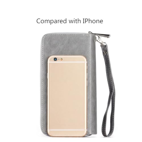 Image of XEYOU Double Zipper Long Clutch Wallet Cellphone Wallet for Women with Removable Wristlet Strap for Credit Card, Cash, Coin, Bill
