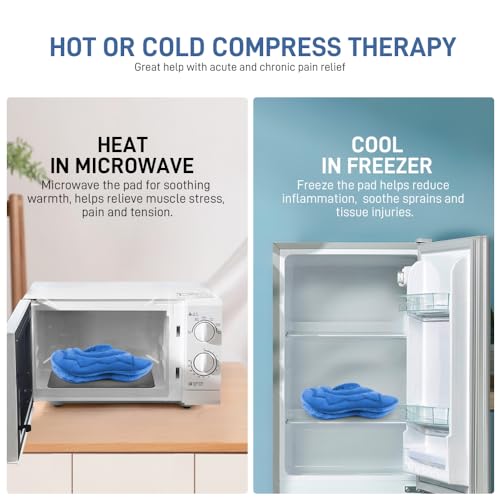 Image of Microwavable Heat Pad for Neck and Shoulders, Warm Compress Wrap, Blue | Weighted Moist Heat for Back, Relief Sore Muscle Stress Tension, Gift for Women