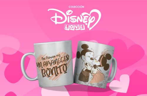 Taza Disney personajes exclusivos de cerámica con Frase y Dibujo. Regalo Original (Mickey & Minnie)