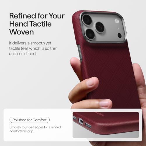 Image of pitaka for iPhone Pro Case 6.3 inch with Caseless Feeling, Burgundy (Argyle)