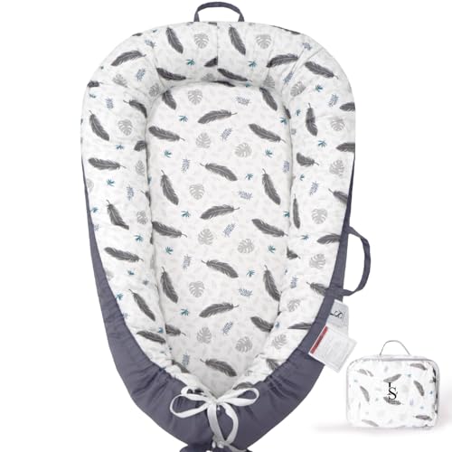 Image of Leosole Baby Lounger for Newborn 0-24 Months – Breathable & Soft Baby Nest Cotton Cover – Reversible, Lightweight & Portable Infant Lounger for Girl & Boy - Baby Essentials for Home & Travel