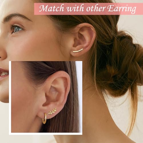 Image of VAMA FASHIONS 5 Pair 18K Plated Multiple Pericing Anti Tarnish Stud Earrings Hypoallergenic Helix Tragus Waterproof Lightweight Ear Studs Combo Set For Women