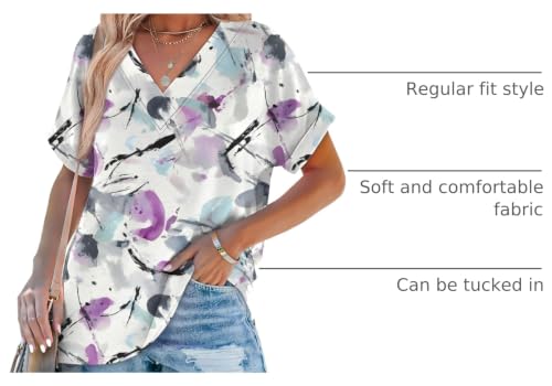 Image of WIHOLL Womens Summer Tops Short Dolman Sleeve Shirts 2026 Fashion V Neck Outfits Clothes