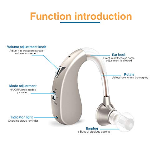 Amplificador elétrico digital recarregável para aparelhos auditivos BTE Dispositivo de auxílio com r