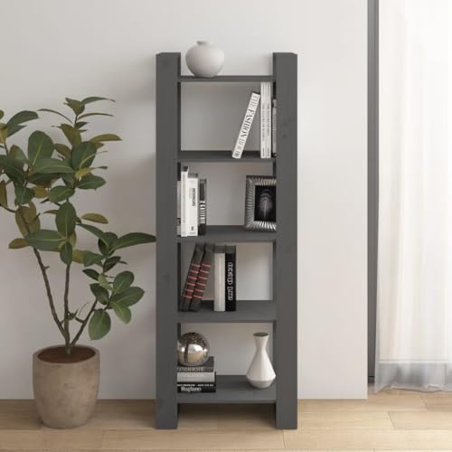 CKioict Eckvitrine Modernes Standregal Wohnzimmermöbel Bücherregal/Raumteiler Grau 60x35x160 cm Massivholzfür Wohnzimmer, Schlafzimmer, Büro