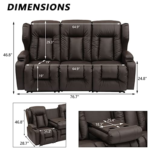 Ipkig Recliner Sofa Set For Living Room Set - Power Reclining Chair And 3-Seater Manual Recliner Sofa W/Drop Down Table, Cup Holder For Home Theatre Office, Living Room Furniture Sets, 1+3 #TOP6