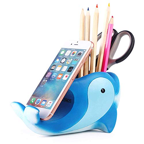 Coolbros - Soporte para bolígrafos con soporte para teléfono, de resina, diseño de delfín