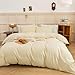 ECOCOTT Duvet Cover King Size, 100% Washed Cotton Linen-Like Soft & Breathable, Durable Comfy Bedding Set for All Seasons Light Yellow
