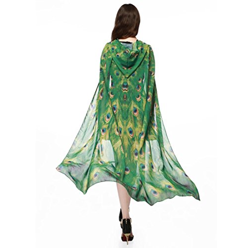 VENMO Mujer Novedad Impresión Gasa Mariposa Ala Bufanda Pavo Real Poncho Chal Envoltura (amarillo)