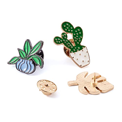 Image of Cheriswelry 20Pcs Potted Plant Theme Enamel Pins Set Potted Cactus Flower Enamel Lapel Pins Plant Theme Brooch Pins 13-28.5mm for Clothes Jacket Bags Backpack Hats Decoration
