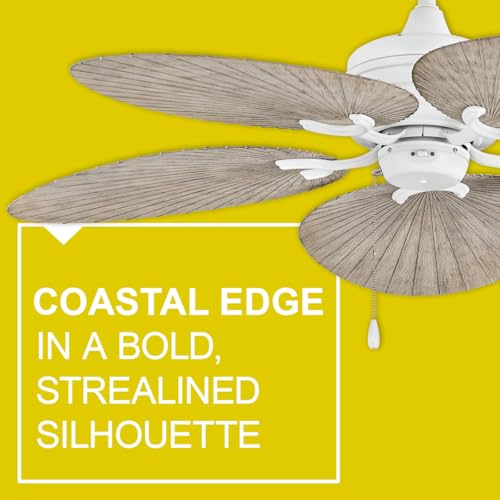 Hinkley Tropic Air 52" Indoor and Outdoor Ceiling Fan - Five Blades, DC 4 Speed Motor - Matte White and Palm-Shaped Weathered Wood Composite Fan Blades - Image 7