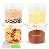 UMETASS 4Pack 34oz Clear Bucket with Lids - Plastic Food Storage Containers, Airtight Screw-On Lids - Freezer Safe Ice Cream Bucekts, Food Grade Reusable Containers for Kitchen