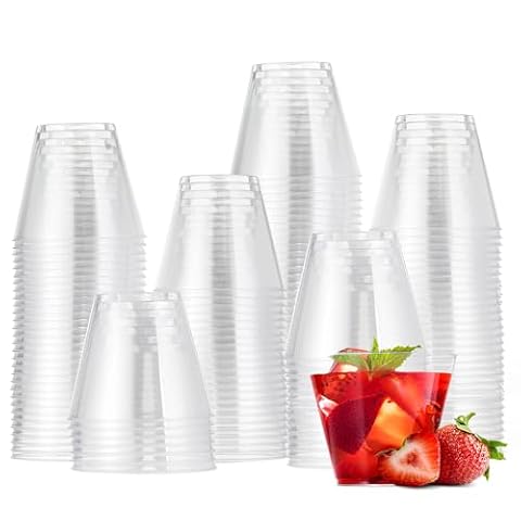 MATANA 120 przezroczystych kubków z twardego plastiku, kubków na koktajle, szampana, wino i desery (255 ml) - wesela, urodziny, Boże Narodzenie, imprezy - solidne i wielokrotnego użytku