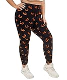 TIYOMI Women's Plus Size Pants Full Length 3X Black Halloween Ankle Leggings Stretchy Bat Soft Casual Butt Fit Fall Leggings Bottom Autumn Wear Out Pants 3XL 22W 24W