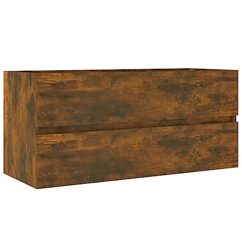 vidaXL Mueble Lavabo Armario Tocador Fregadero Lavamanos Aseo Cuarto de Baño Inodoro Ducha Bañero Madera Contrachapada Roble Ahumado 100x38,5x45 cm