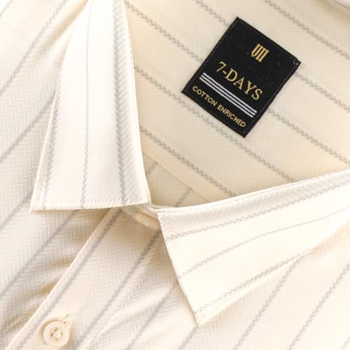 Image of 7-DAYS Men's Premium Striped Formal Shirt - Cotton Rich, Regular Fit, Full Sleeve, with Pocket, Wrinkle Resistant - Stylish Office & Everyday Wear.