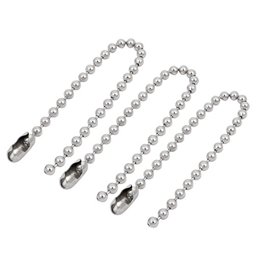 Aexit 3pcs Stainless Lighting fixtures and controls Steel Clasp Ball Chain Keychain Silver Tone 4mm Dia 15cm Length