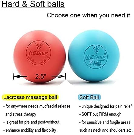 Miniatura 2 de KSONE Lacrosse Juego de bolas de masaje  Rodillo de masaje muscular  Bolas de tejido profundo  Pelota de masaje dura y suave con mini bola