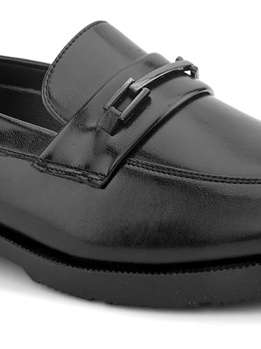 Image of STANPHORD Mens Loafers Formal Slipon Loafers with Metal Accent for Party & Formal Occasion